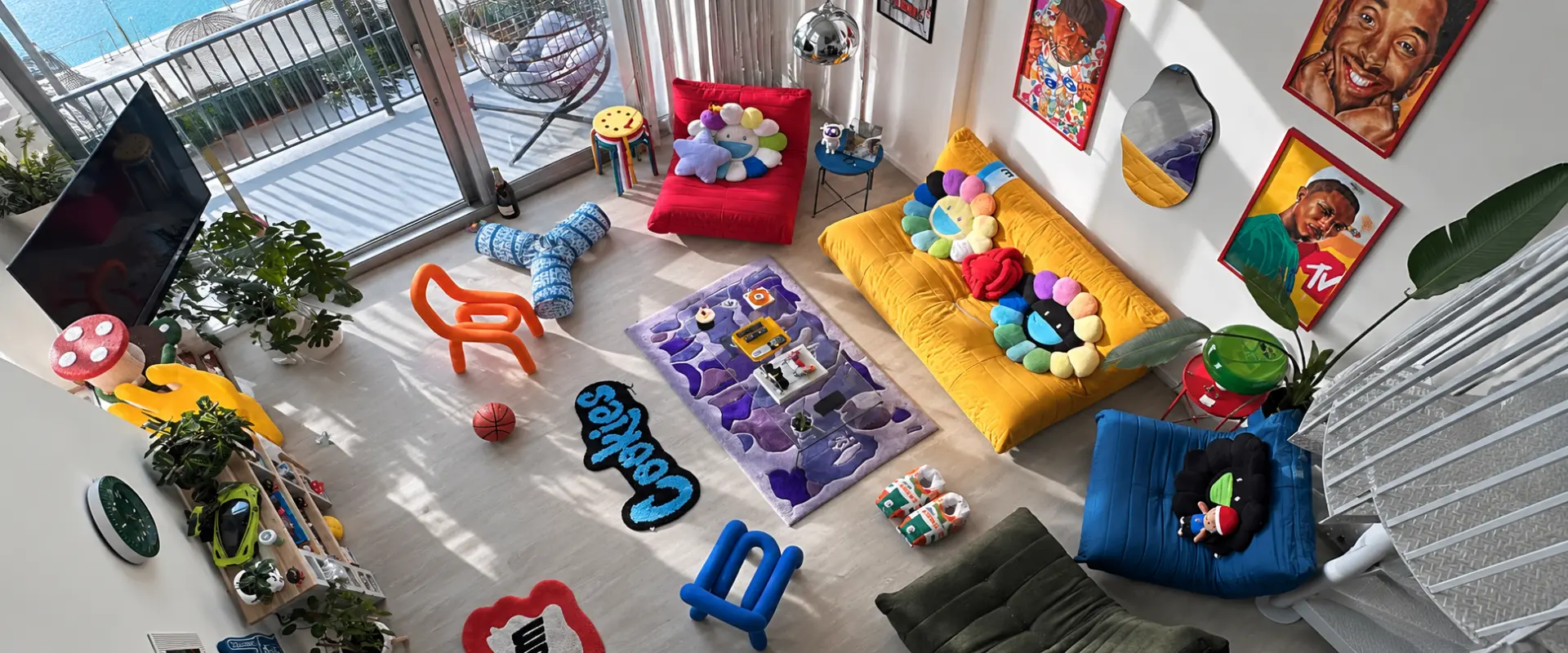 RUGLAB rugs styled across a bright modern loft floor